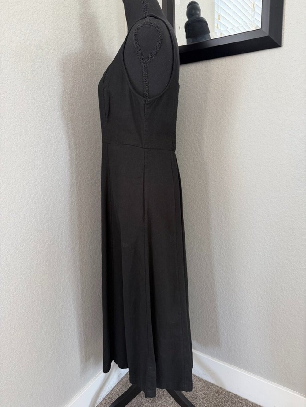 OLD NAVY Black Linen Midi Dress Sweetheart Neck Medium - Picture 5 of 11